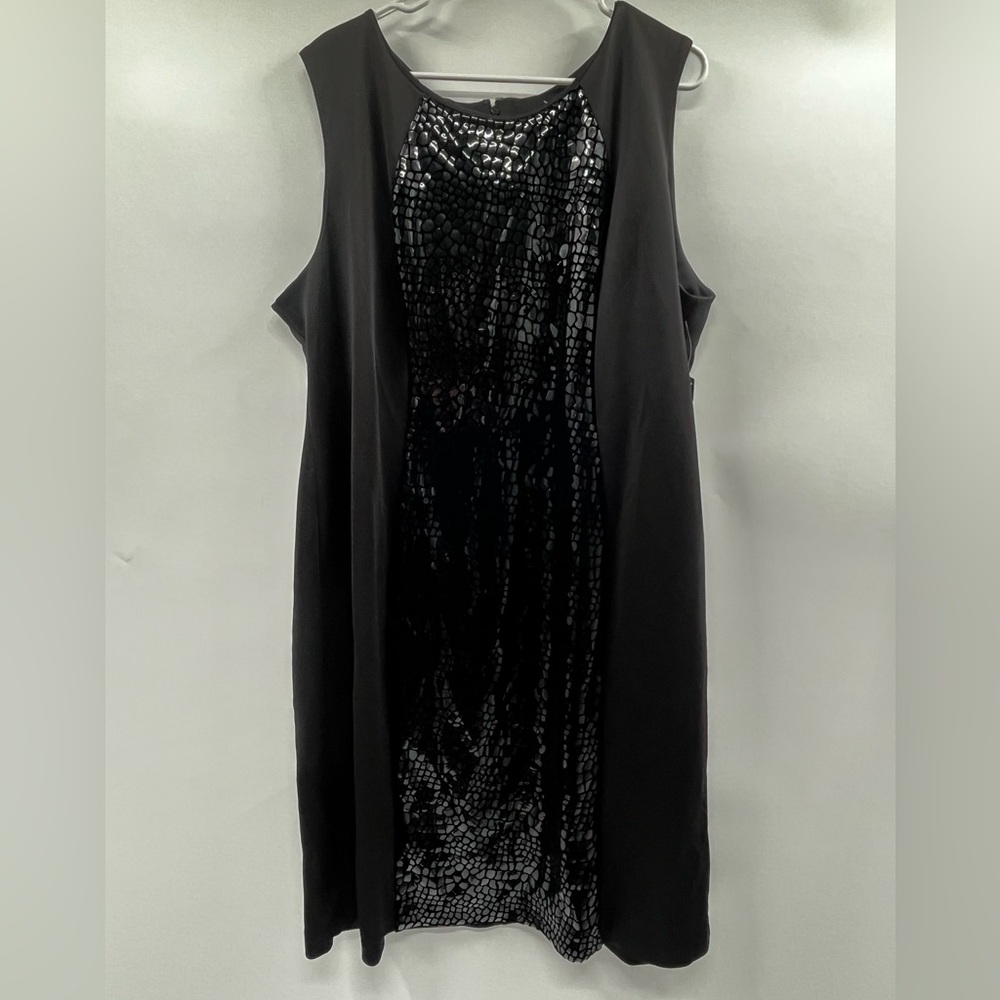 R&M Richards Plus Size 22W Black Sequins Sleeveless Shift Dress Elegant